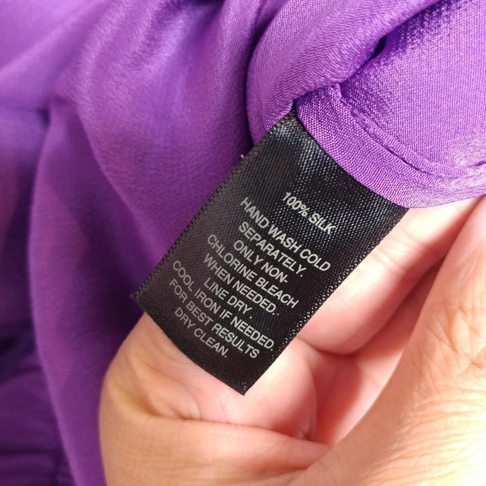 White House Black Market 100% Silk Shoulder Dress - Picture 8 of 9